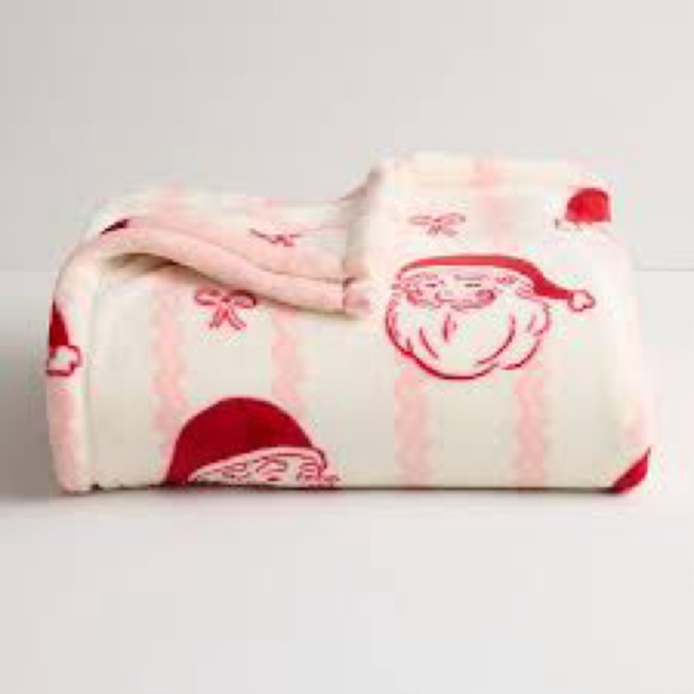 The Big One Oversized Supersoft Plush Santa Claus and Bow Blanket, NWT